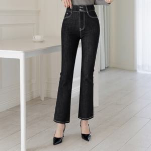 (~XXL까지)(기장선택) 젤니르 하이웨스트 슬림 부츠컷 데님 팬츠 가을 데일리 일상 출근룩 빅사이즈