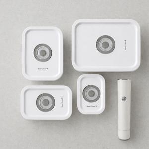 [세트구성] 진공 유리밀폐용기  진공날짜 확인가능한  원터치 무선진공펌프  포함 5종세트