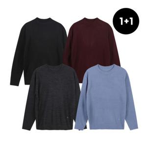 [하프클럽] 남성 심플라운드 니트4종 1+1