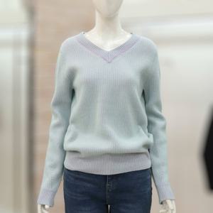 라인 배색 브이넥 풀오버 니트 GNBA1POJ4_DG