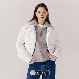 373959 여 초 경량 하이넥 크롭자켓