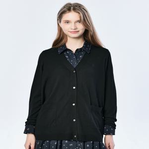 헤지스 여성 [[25SS]] HSSW5AC16BK [울100%]블랙 홀가먼트 파인울 긴소매 브이넥 가디건