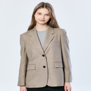 헤지스 여성 [[25SS]] HSJA5A102K1 [울]라이트카키 체크 싱글버튼 버진울 자켓