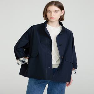 닥스 여성 [[25SS]] DLJA5B317N3 네이비 나일론혼방 체크 배색 하이넥 자켓