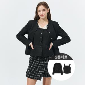 클래식크롭트위드자켓+조끼2종세트