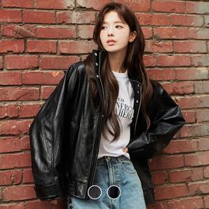 375946 노정의 여 신세틱 레더 자켓