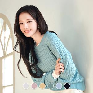 356505 여 5GG 코튼 케이블 크루넥 니트 스웨터