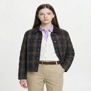 헤지스 여성 [[26SS]] HSSH6A132W2 충전재 체크 셔켓 브라운