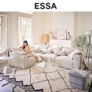 하바나 슬림 4인 코너형 리브 패브릭 소파