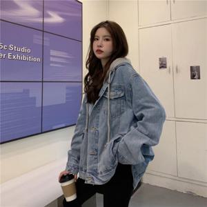 [브리치] 옷자락 / 여자 캐주얼 포켓 후드 레이어드 루즈핏 데님 자켓