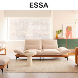 볼튼 와이드 3인 하프스윙기능 리브 패브릭 구스소파+스툴