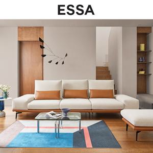 2] 페르소나 3.5인 스윙기능 리브 패브릭 소파+스툴