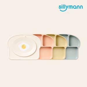 크림 실리콘 양면 흡착식판 플레이트 뚜껑 세트