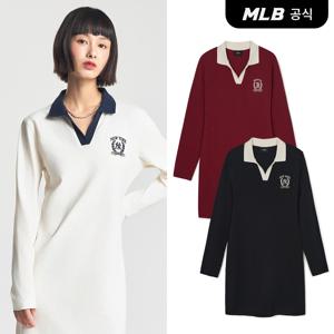 [공식] 여성 오픈카라 바시티 슬림핏 원피스 (3 COLOR)
