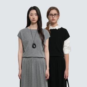 언발란스 플리츠 니트 드레스 2COL /GF1LOP502