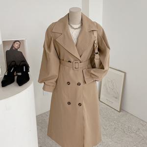 [브리치] 허니제이 / 팅샤 카라 핀턱소매 벨트 롱 트렌치 코트(2color)