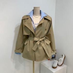 [브리치]  / (봄신상 무료배송)로즈 건플랩 허리 스트랩 포켓 트렌치 긴팔 숏 코트 2color