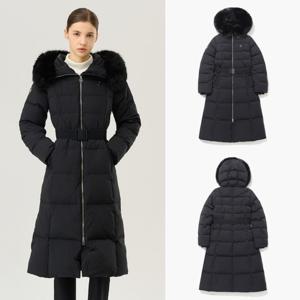 르꼬끄 [택가 499000원]여성 밍크퍼 구스 롱다운 QP422ODJN2_BLK