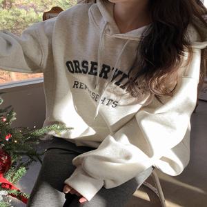 [제작] 오써닝 밍크기모 루즈핏 후드티셔츠 85466 빅사이즈 여성의류