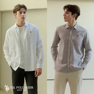 [앱10%][U.S POLO ASSN.] 26SS 프렌치린넨 블렌디드 셔츠 2종 남성