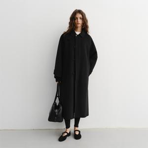 [기은세 착용]UNISEX HANDMADE CASHMERE MUFFLER COAT BLACK_UDCO5D124BK