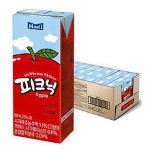 피크닉 사과맛 음료, 200ml, 24개