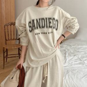 공구우먼 제작라이트이지 루즈핏 나염 티셔츠  팬츠 세트 83574 빅사이즈 여성의류