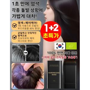 1+2 방수 땀방지 흰머리 커버 빗처럼 바르는 헤어스틱 염색 헤어스틱