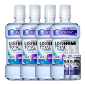리스테린 토탈케어 캐비티케어 마일드 750ml 4개 + 토탈케어 캐비티케어 마일드 100ml 2개 증정