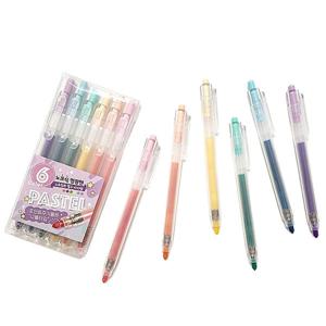 6컬러 똑딱이 노크식 파스텔 형광펜 세트 얇은 노크 클릭 똑딱 형광펜 학생 초등학생 크리스마스 단체 선물