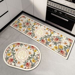 빨아쓰는 플라워가든 규조토 발매트 미끄럼방지 주방 싱크대 부엌 욕실 대형 매트 1+1 이벤트