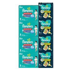 팸퍼스 기저귀 낮밤 패키지  2025 베이비드라이 5단계 1박스 + 통잠 5단계 1박스
