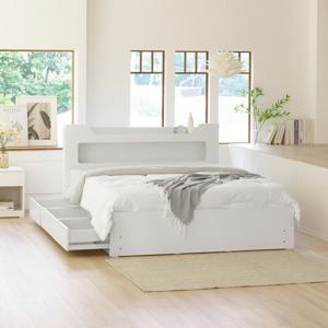 하포스침대 모던라인 E0 3단 멀티 통서랍 LED 수납 헤드 침대 프레임 SS D Q 지정일설치