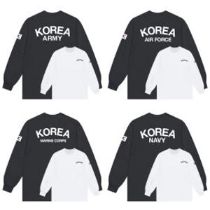 남녀공용 코튼 긴팔 로카티 육군/공군/해군/해병대 군인 단체티 긴팔티 빅사이즈7XL