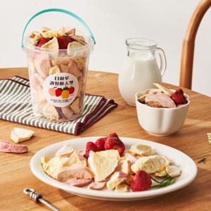 더하루 과일바스켓 동결건조과일 4종 블렌딩 딸기 사과 핑크복숭아 파인애플 저칼로리 건강간식 선물