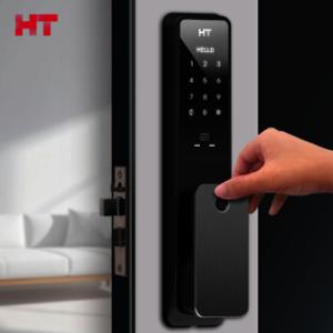 (G라이브특가/10%+10%) 현대에이치티 무타공 푸시풀 지문인식 즉시잠김 현관문 디지털 도어락 TDL-P1102F