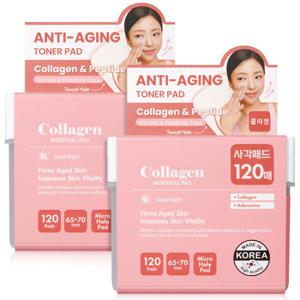 콜라겐 토너패드 120매 대용량 모공 영양 탄력 스킨로션패드 2개+휴대용 패드 4개 증정
