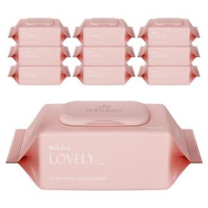 베베앙 러블리 핑크 물티슈 100매 10팩 대용량 캡형 아기물티슈