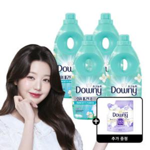 다우니 실내건조 프레시 클린 초고농축 섬유유연제 본품 1L 4개 +다우니 화이트 머스크 200mL 1개