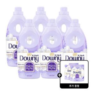 다우니 섬유유연제 스프링 화이트 머스크 1L 6개 +다우니 화이트 머스크 200mL 2개