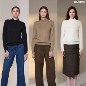 (현대홈쇼핑)GIVERNY 지베르니 울실크 블렌디드 홀가먼트 모크넥 니트 3종