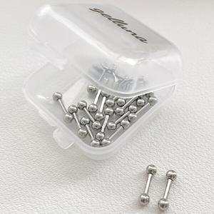 젤루나 (20pcs+투명케이스) 써지컬 실버 바벨 볼 피어싱 세트 P-07