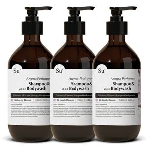 수오가닉 퍼퓸 샴푸워시 러블리블라썸 1000ml 3개