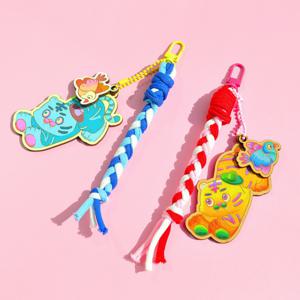 까치와 호랑이 키링 만들기 키트 양말목 업사이클링 전통민화 호작도 노리개 케데헌 가이드영상 제공