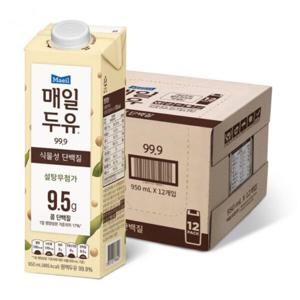 매일두유 99.9 플레인 950ml x 12팩 무설탕 식물성 단백질 보충제 음료