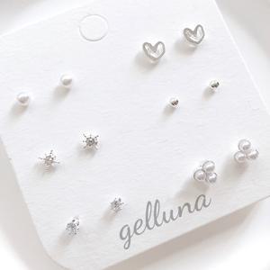 젤루나 (12pcs) 데일리 진주 큐빅 하트 귀걸이 세트 15