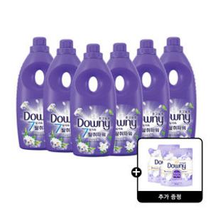 다우니 탈취파워 화이트티와 릴리 초고농축 섬유유연제 본품/1L 6개 +다우니 화이트 머스크 200mL 2개