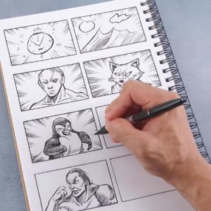 KJP 스토리 보드 8컷 8분할 콘티 노트 A4 웹툰 만화 그리기 공책