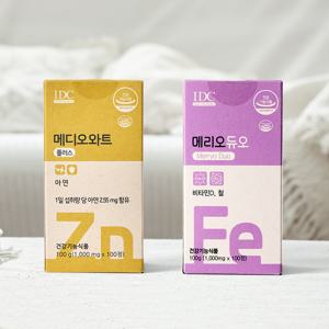 메디오와트 플러스 메리오듀오 어린이 아연 철분 키즈 세트 (100정) 메디오와트100정+메리오듀오100정 세트