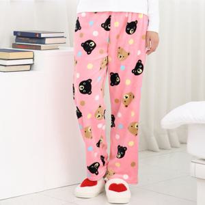 빅토 남여공용 극세사 수면바지(곰돌이핑크)
